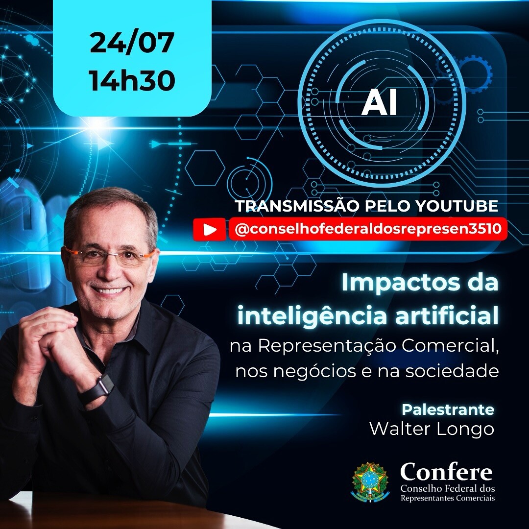 Palestra gratuita: Impactos da Inteligência Artificial na Representação Comercial, nos negócios e na sociedade 