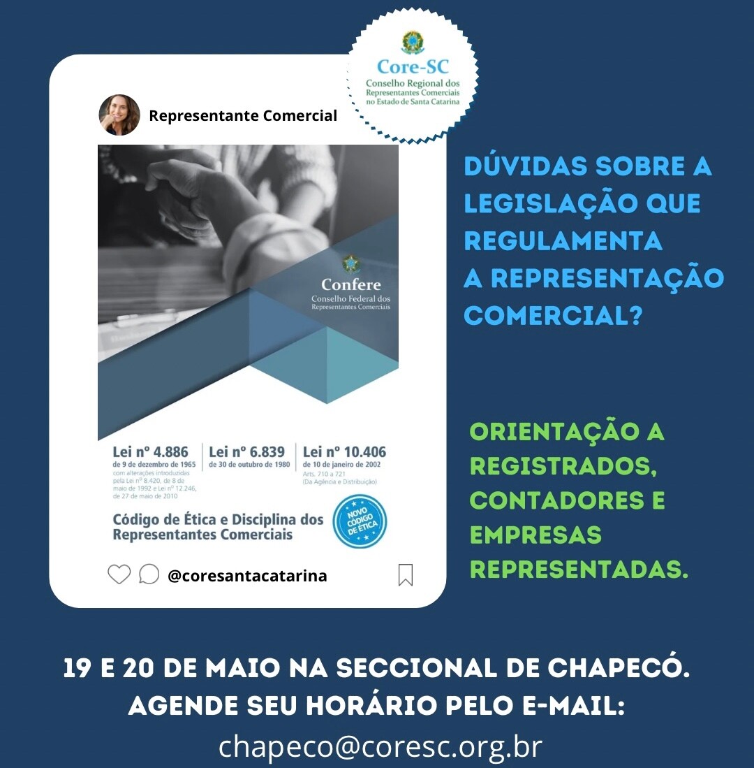 orientacao-sobre-a-legislacao-que-regulamenta-a-profissao-nas-seccionais-do-core-sc-em-chapeco-nos-dias-19-e-20-de-maio-agende-seu-horario