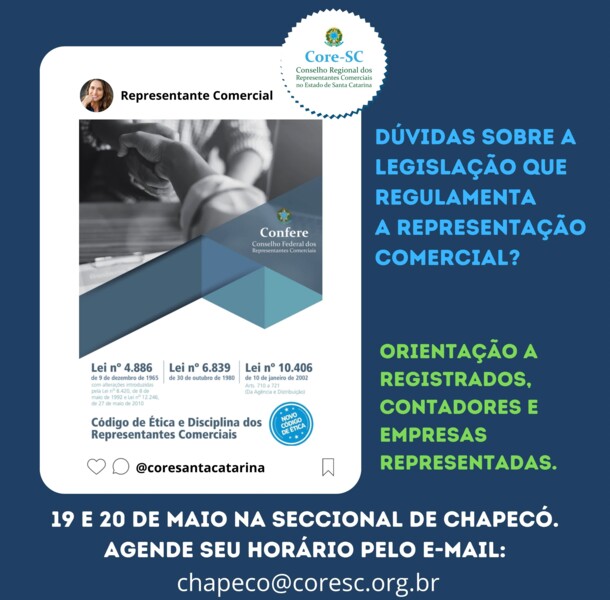 orientacao-sobre-a-legislacao-que-regulamenta-a-profissao-nas-seccionais-do-core-sc-em-chapeco-nos-dias-19-e-20-de-maio-agende-seu-horario